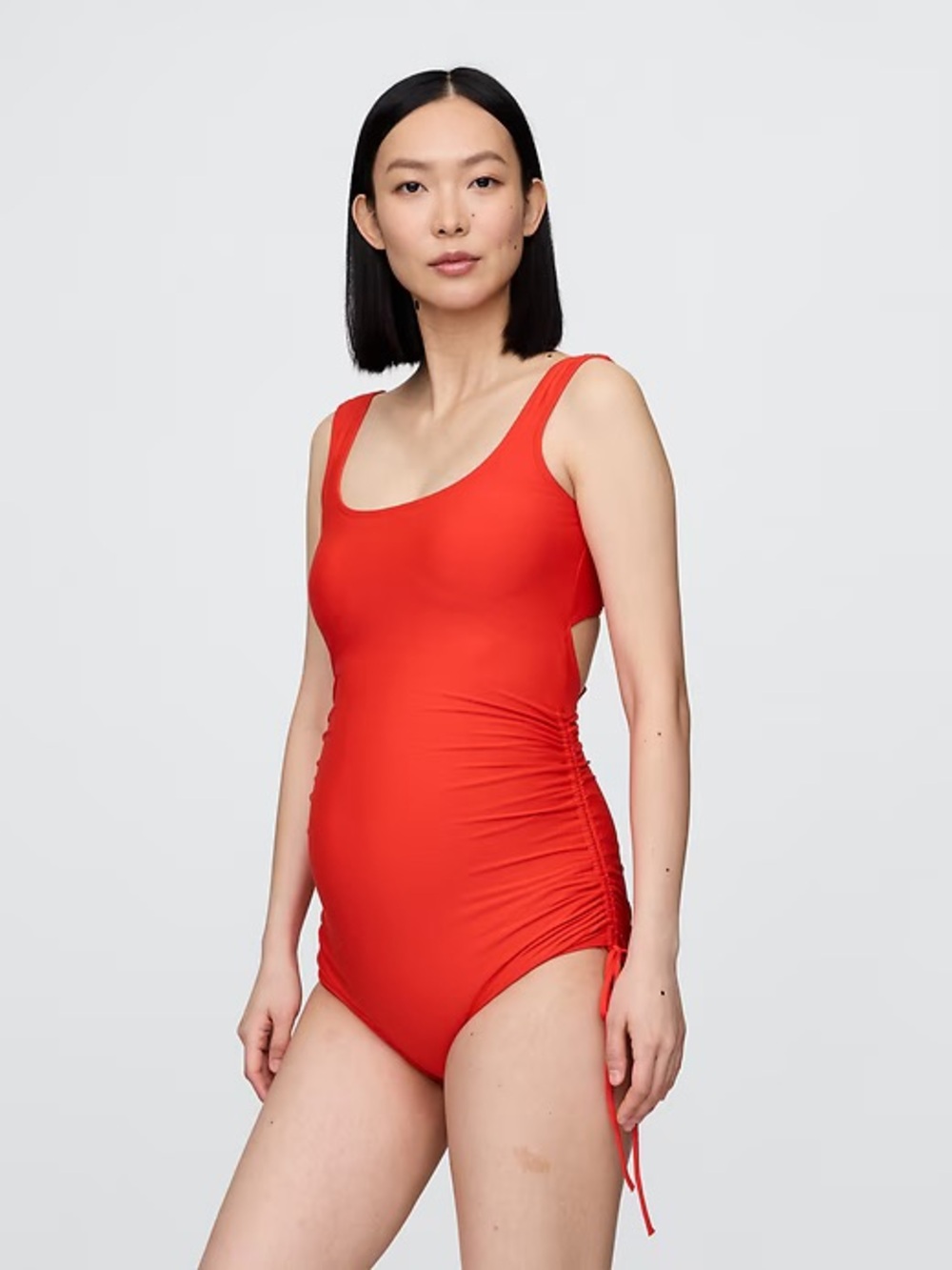 Women’s Red Maternity One-Piece Swimsuit Tie-Back